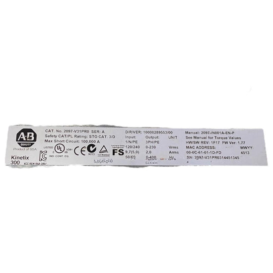 Allen Bradley 2097-v31pr0 servo drive