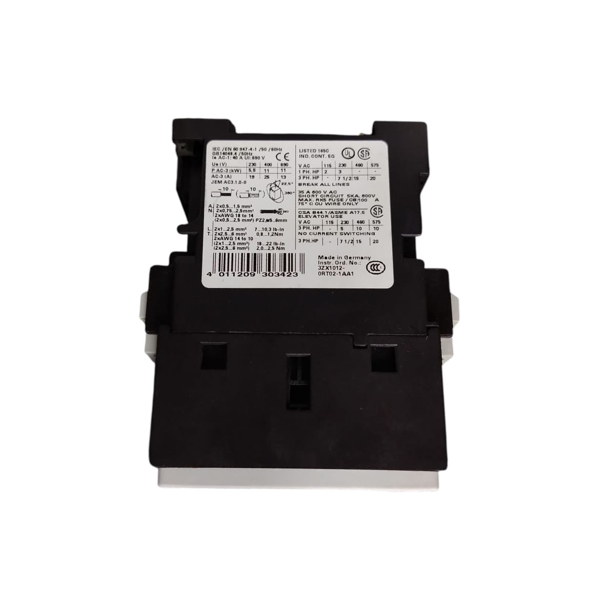 SIEMENS 3RT10261-1B CONTACTOR