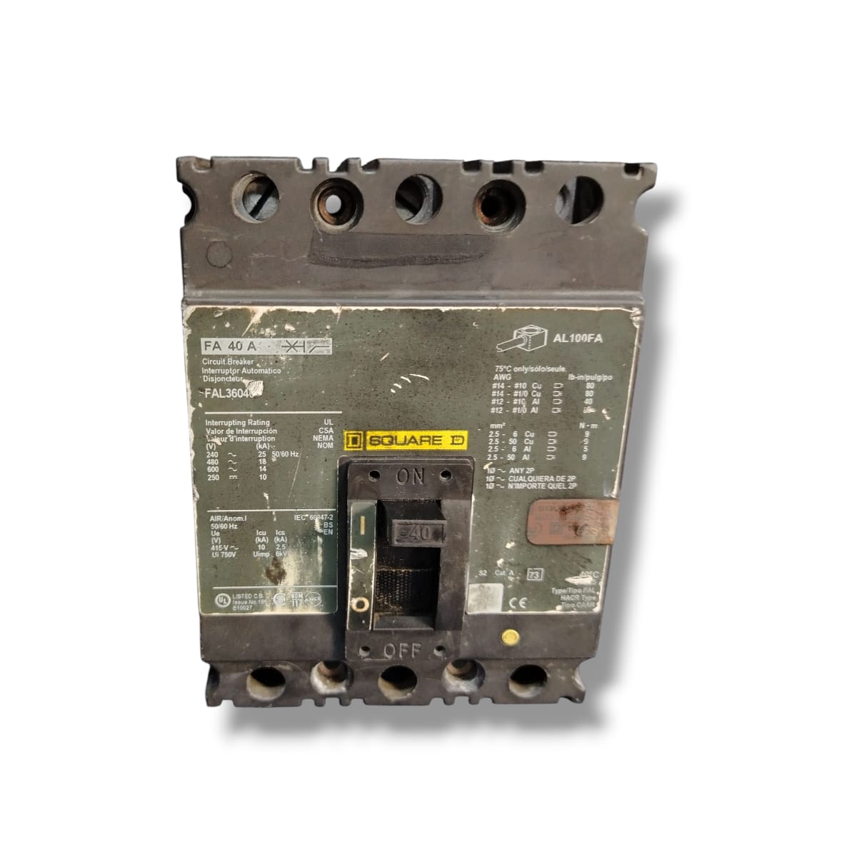 SQUARE D FAL36040 INTERRUPTOR