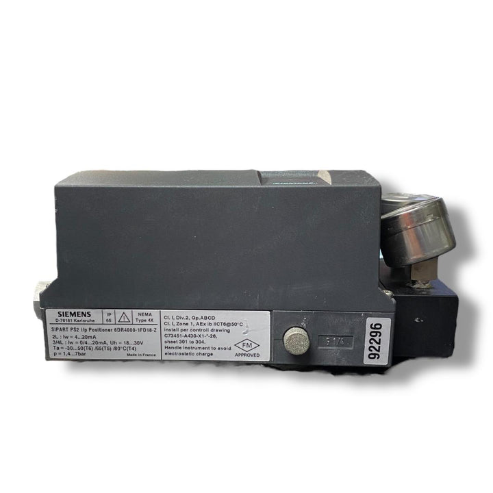 Siemens D-76181 6dr4000-1fd18-z posicionador electroneumático