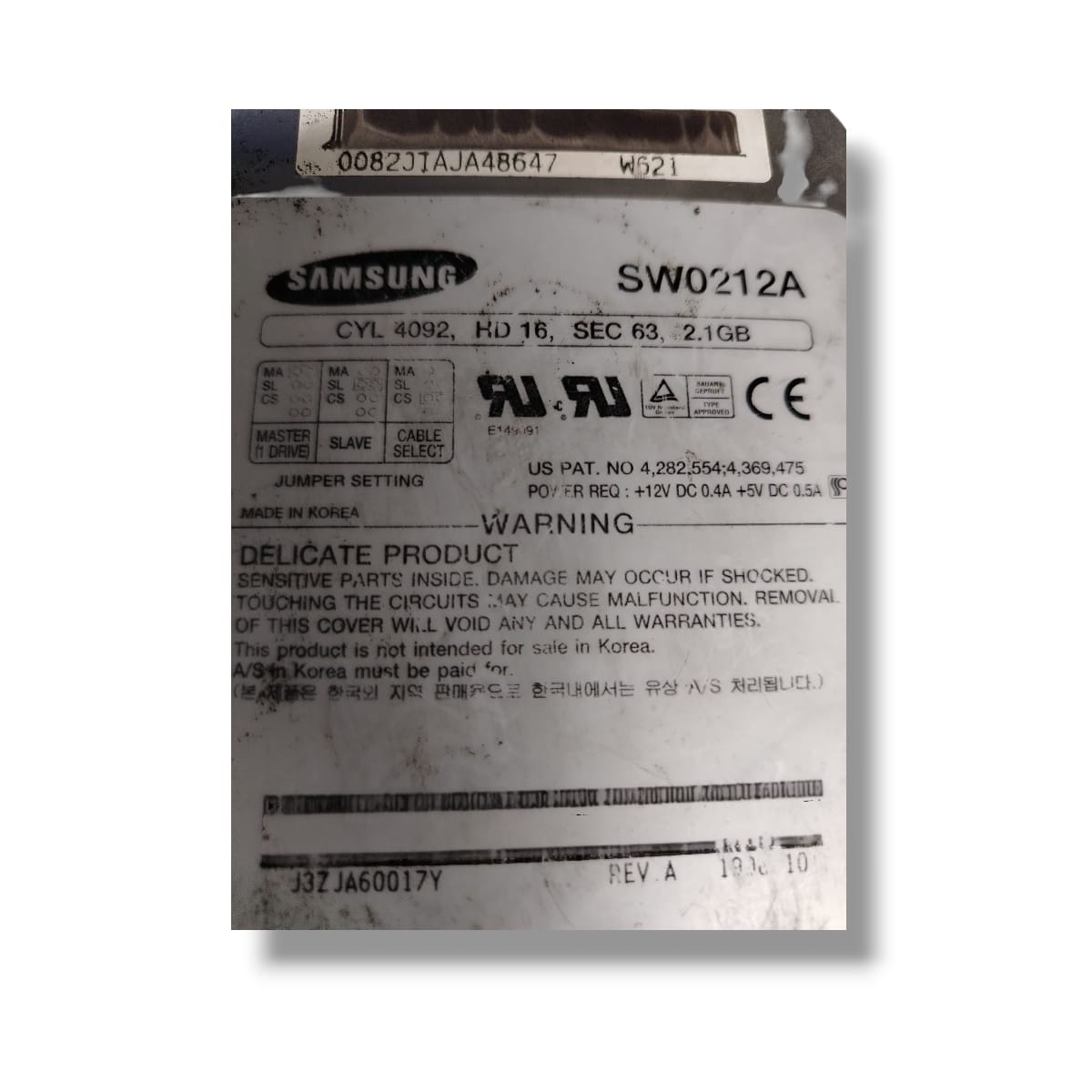 SAMSUNG SW0212A DISCO DURO INTERNO