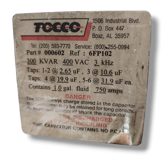 TOCCO 6FP102 CAPACITADOR DE POTENCIA INDUSTIAL