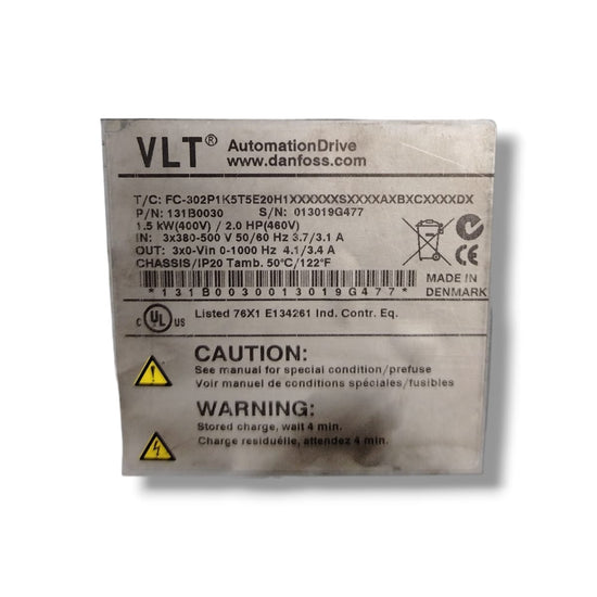 DANFOSS FC-302P1K5T5E20H1XXXXXXSXXXXAXBXCXXXXDX DRIVE DE FRECUENCIA
