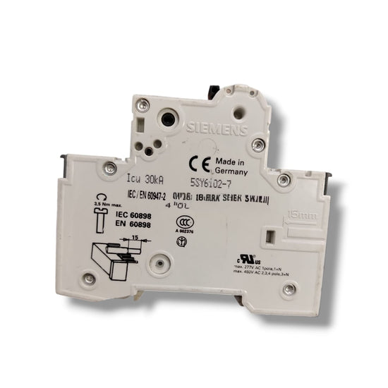 SIEMENS 5SY6102-7 MCB C2 INTERRUPTOR AUTOMATICO CON DETALLE