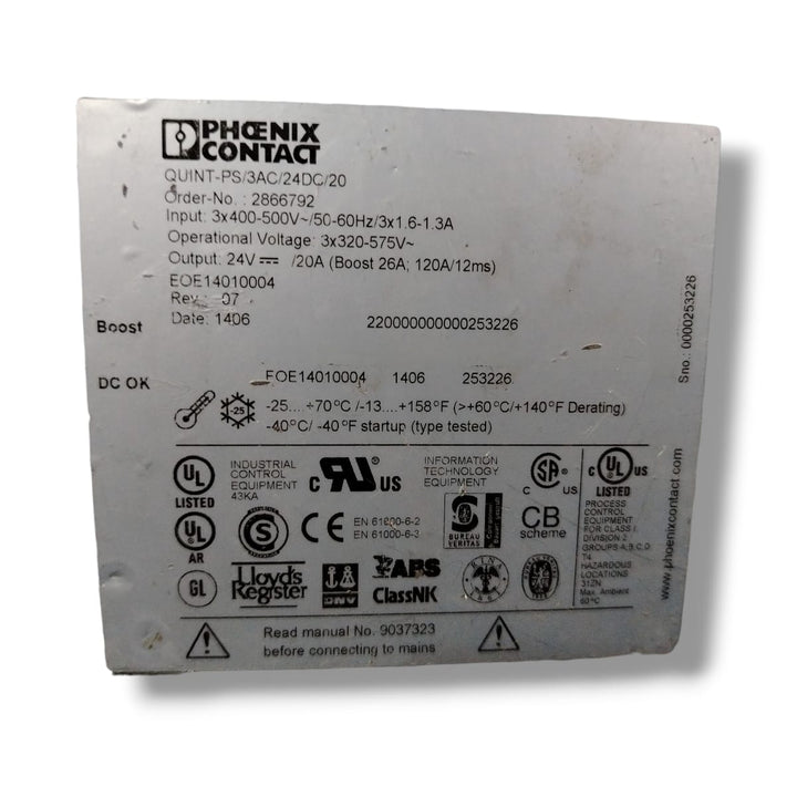 PHOENIX CONTACT QUINT PS/3AC/24DC/20 FUENTE DE ALIMENTACIÓN