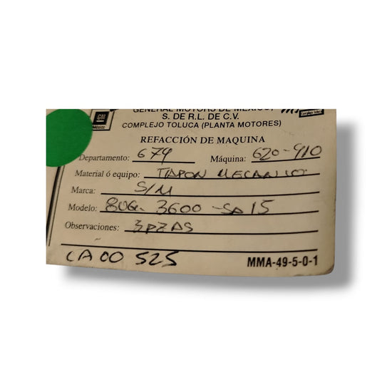 S/M 8V6-3600-SA15 TAPON MECANICO