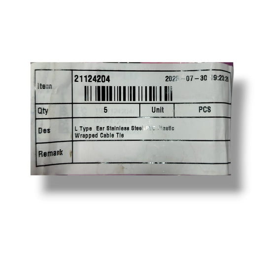 L TYPE  EAR STAINLESS STEEL PVC PLASTIC WRAPPED CABLE TIE 21124204