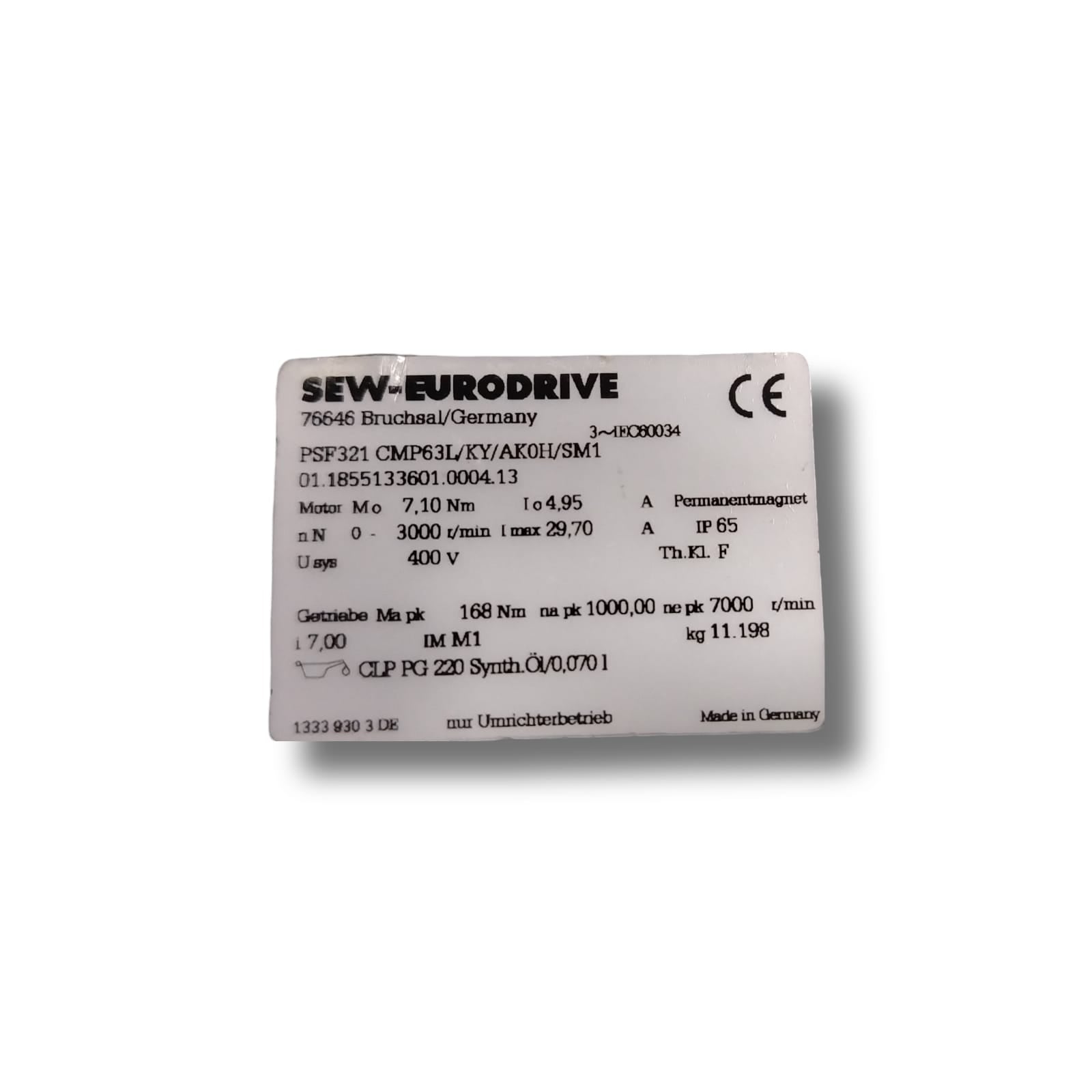 SEW EURODRIVE PSF321 CMP63L/KY/AK0H/SM1