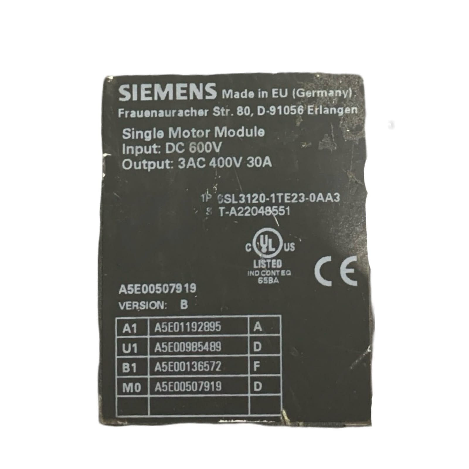 SIEMENS 6SL3120-1TE23-0AA3