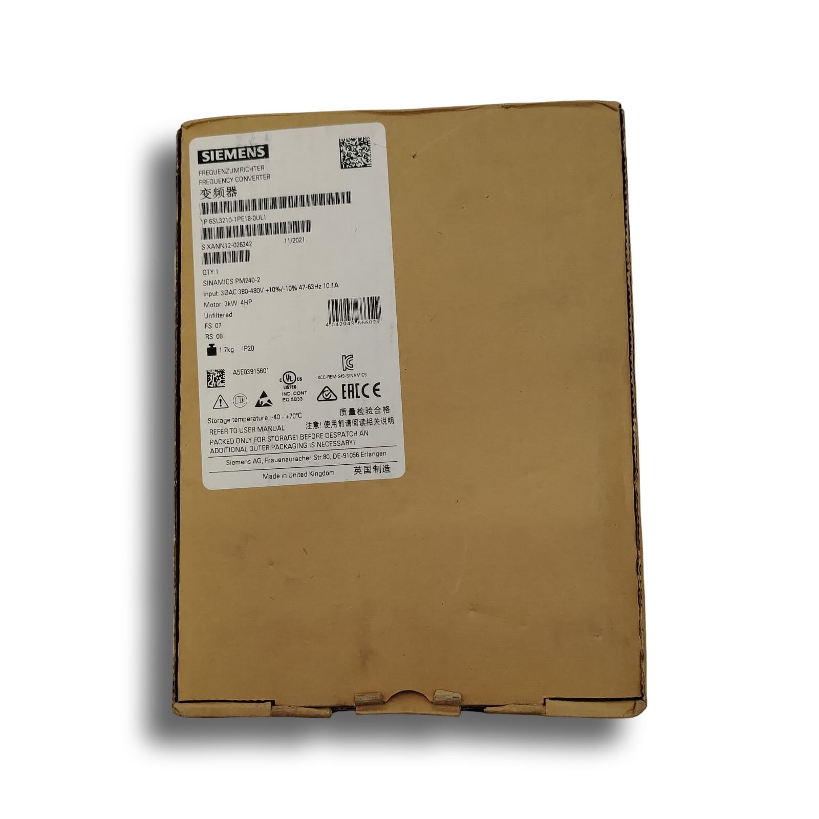 SIEMENS 6SL3210-1PE18-0UL1