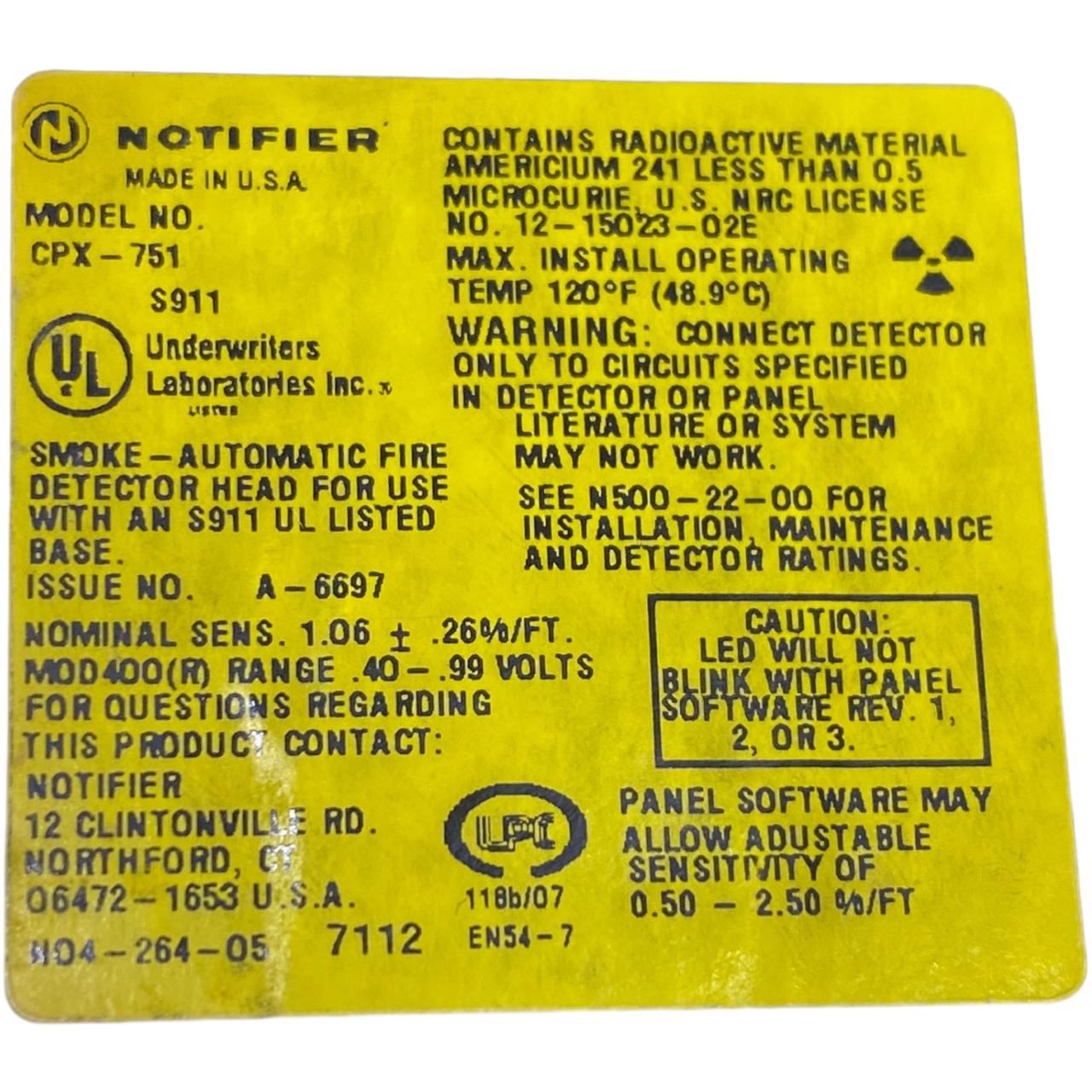 Honeywell Cpx-751 Sensor De Humo