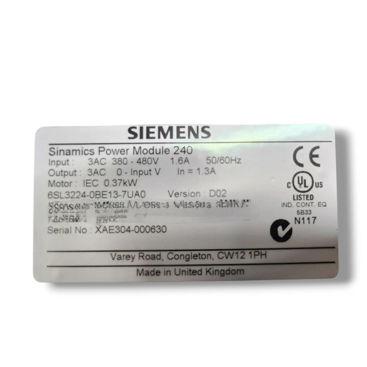 SIEMENS 6SL3210‑1PE16‑1AL1 MODULO DE POTENCIA
