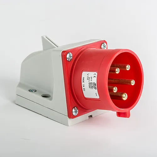 Clavija mural 32A 3P+N+T 220/400VCA 6h Rojo IP44