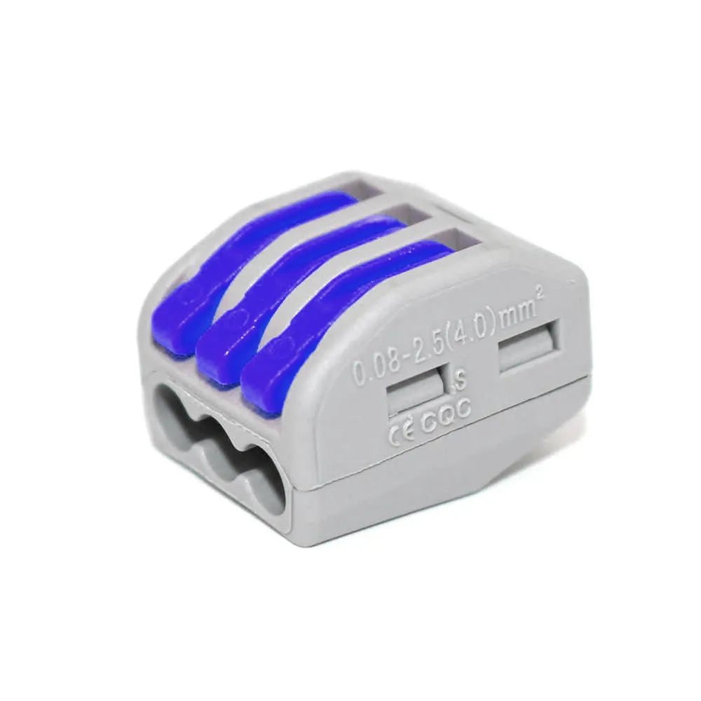 Conector rápido con palancas 3 polos 0.08-4mm² 28-12AWG 32A 450VCA Gris 20pzs