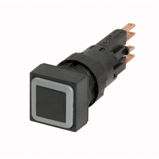Q25D-SW RMQ16 Botón cuadrado 25X25mm Plano B/blanco 16mm Momentáneo Negro