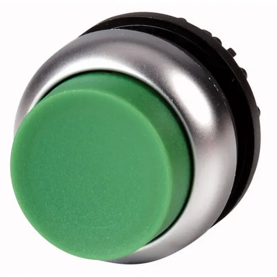 M22-DH-G RMQ-Titan Botón pulsador Saliente Bisel plata 22mm Momentáneo Verde