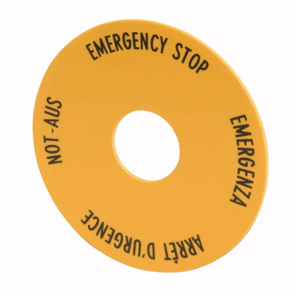 M22-XAK1 Etiqueta circular 90mm “Paro De Mergencia” 4 idiomas (DE, EN, FR, IT)