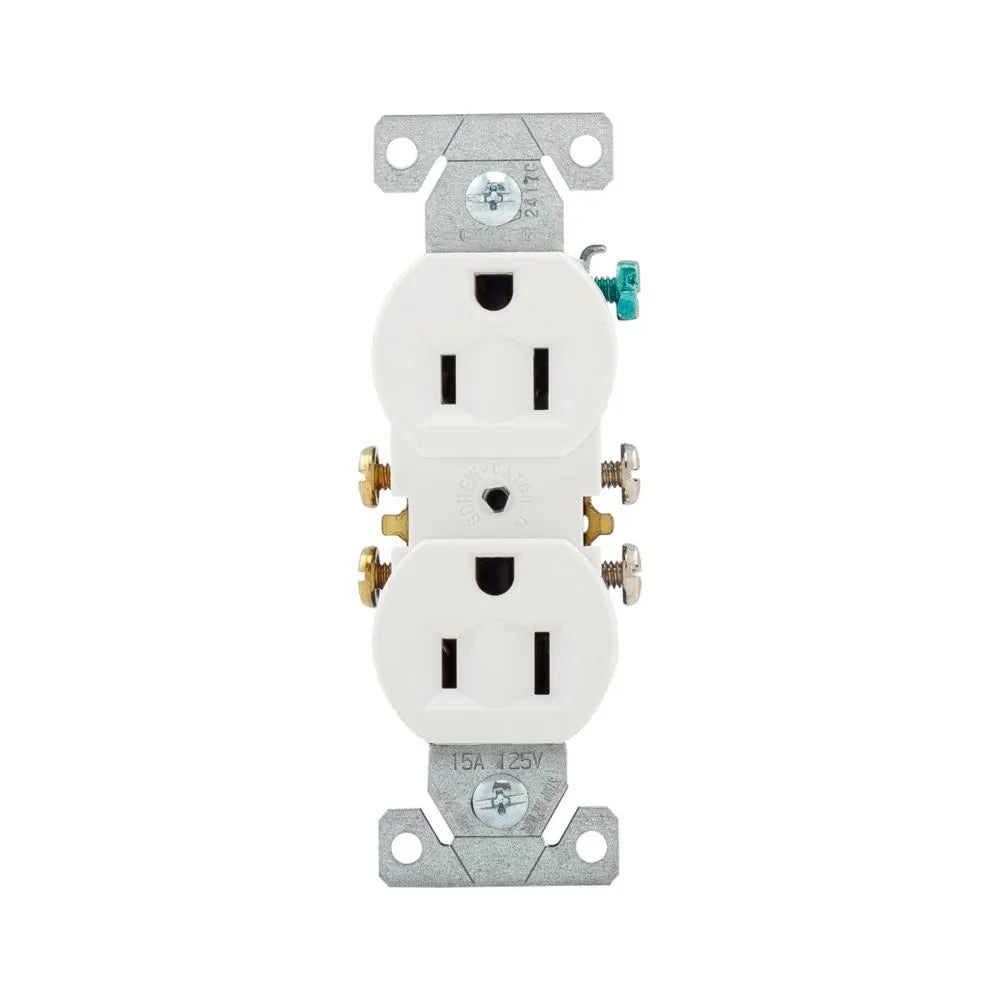 Receptáculo dúplex y sujetador blanco 2P 3H 15A 125V