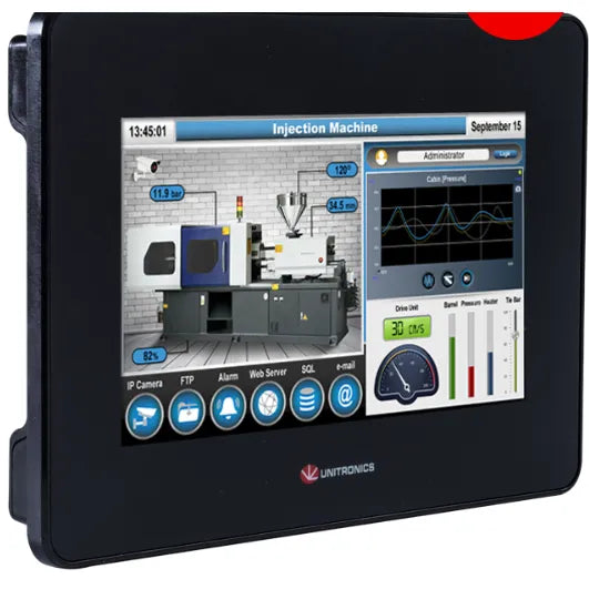 Pro HMI+PLC 7” LCD TFT Color 800x480px 10DI (2xHSC), 2AI, 2PT100/TC 8RO (2xPWM)