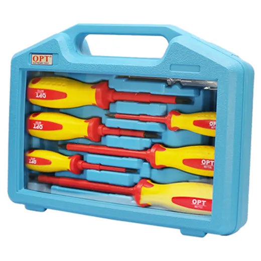 Kit de 7 destornilladores aislados VDE + tester + estuche plástico