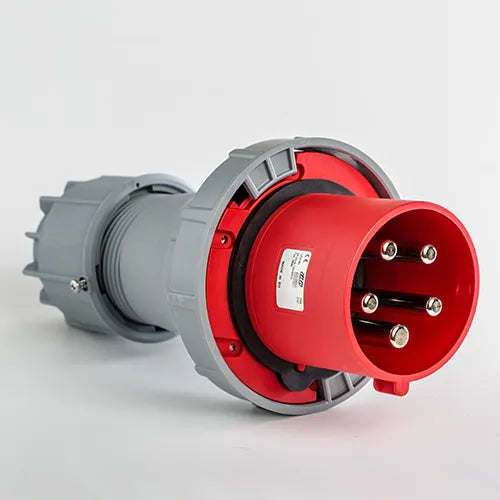 Clavija aérea 125A 3P+N+T 220/400VCA 6h Rojo IP66-IP67