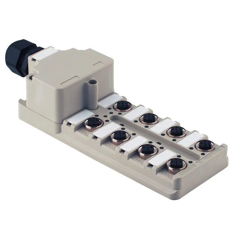 SAI-8-M 5P M12 Distribuidor pasivo LED con 8 sockets M12 5P Capota IP68