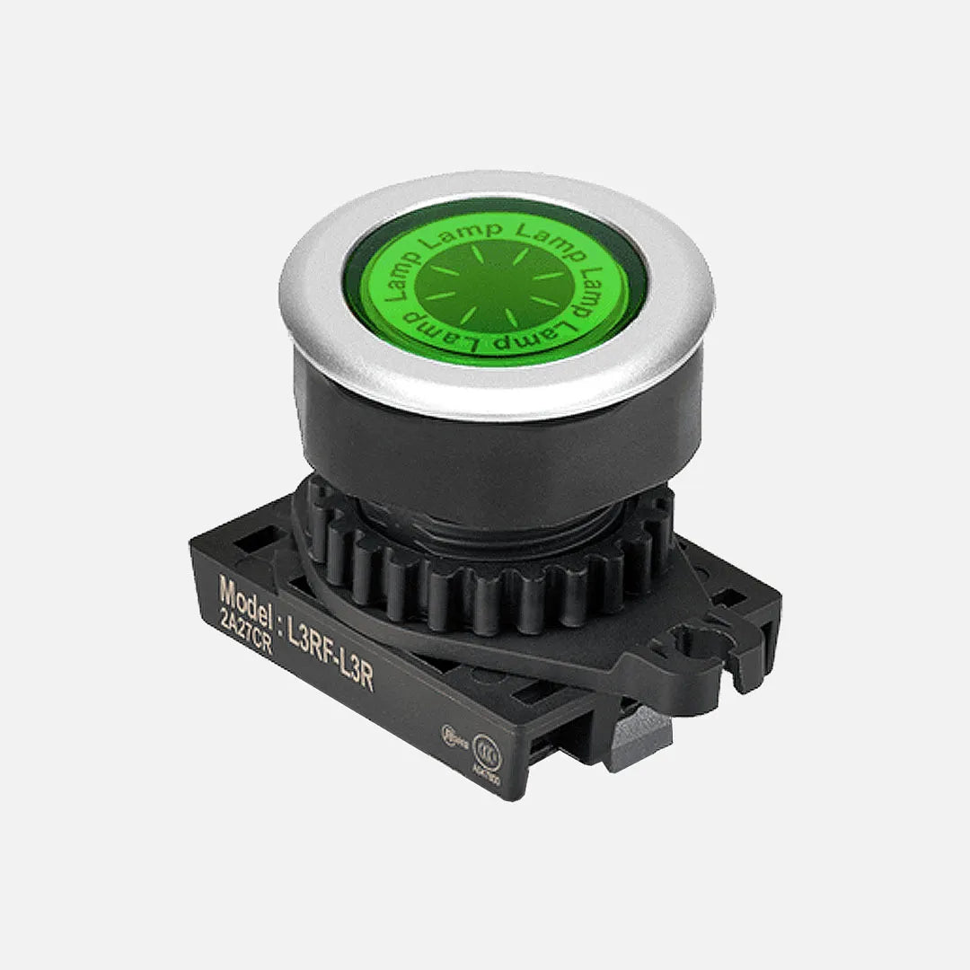 L3RF-L3G Cabezal de luz piloto tipo rasante redondo plano 30mm verde
