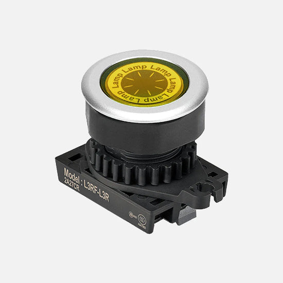 L3RF-L3Y Cabezal de luz piloto tipo rasante redondo plano 30mm amarillo