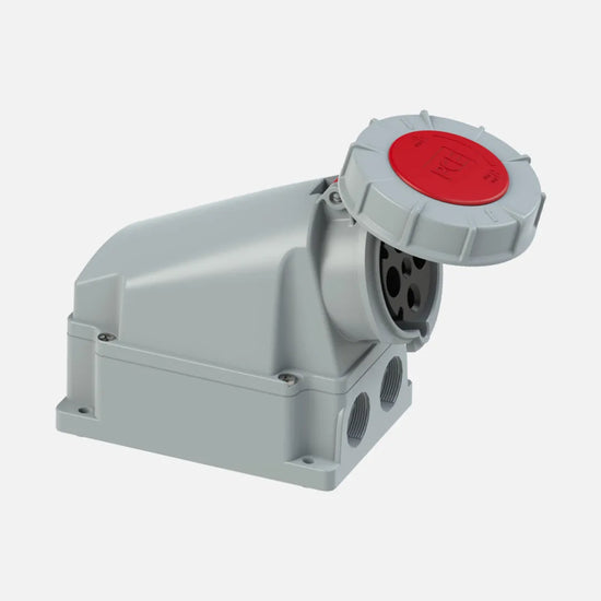 3872 Base mural 3P+T 11H 63A 400V IP67 Rojo