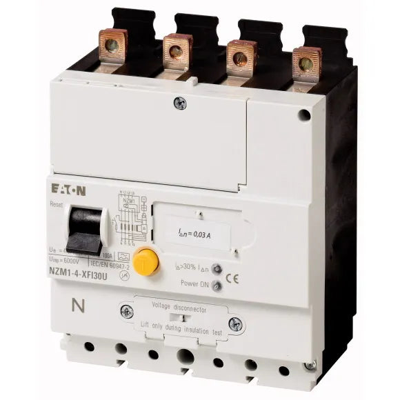 NZM1-4-XFI30U Interruptor diferencial tetrapolar 30mA 200-415VCA IP20 Tamaño 1