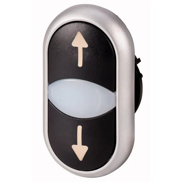 M22-DDL-S-X7/X7 Botón doble Momentáneo iluminado Negro/Negro ARRIBA-ABAJO
