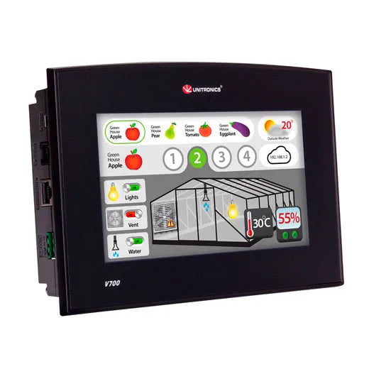 PLC+HMI 7” LCD TFT 800x480px + teclado virtual No incluye I/O 12/24VCD