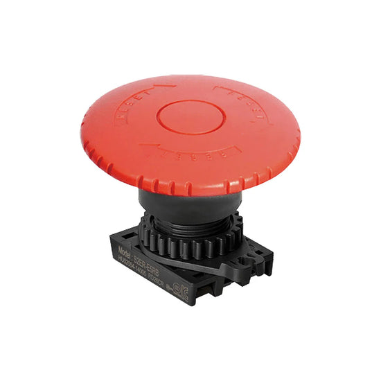 S2ER-E5R Botón paro emergencia cabezal corto D60 22mm girar para liberar