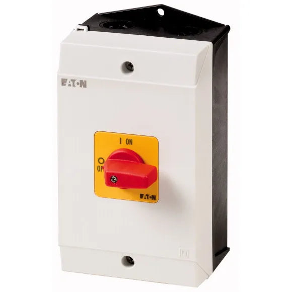P1-25/I2-RT Interruptor CAM ON-OFF paro emergencia M/roja 3P 25A con caja IP65
