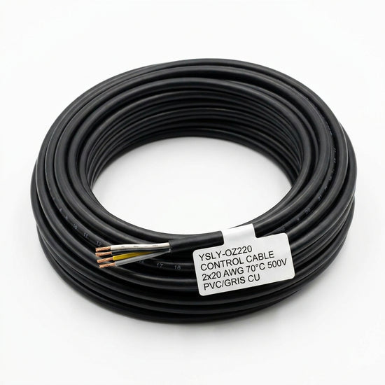 YSLY-OZ220 Cable control 2×20, 70°C, cobre, PVC/Gris, negro con num, 500v