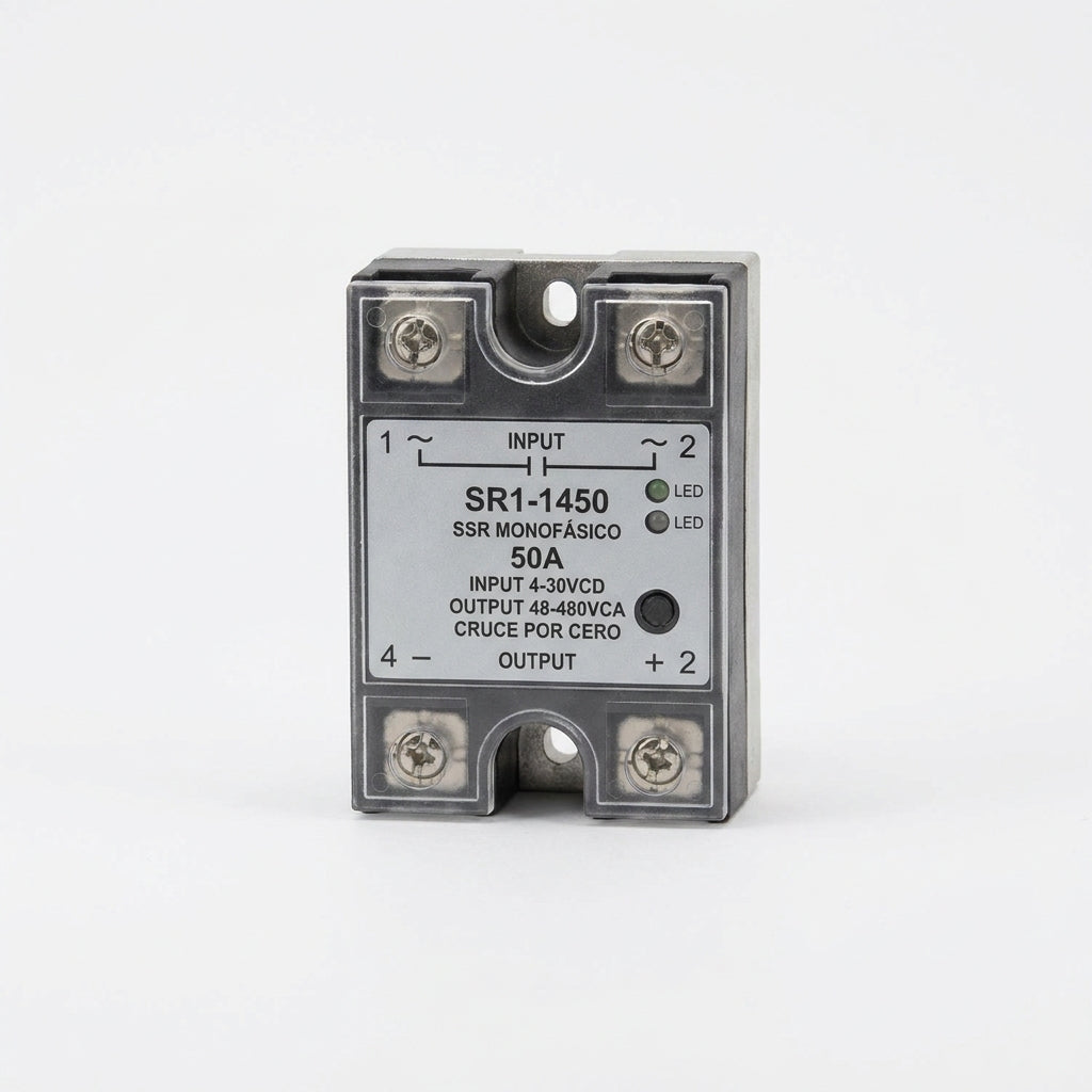 SR1-1450 SSR monofásico 50A Input 4-30VCD Output 48-480VCA cruce por cero