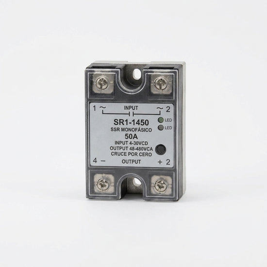 SR1-1450 SSR monofásico 50A Input 4-30VCD Output 48-480VCA cruce por cero