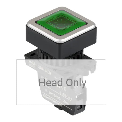 LQ3RF-L4G Indicador Luminoso cuadrado tipo Luz piloto rasante 30mm verde