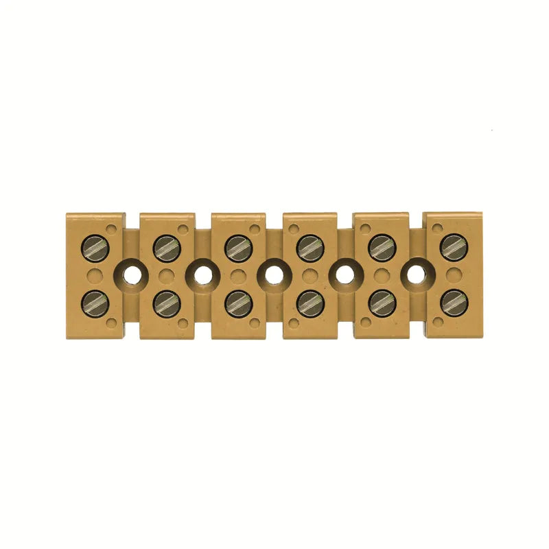 Regletas de conexión atornillada 6 polos 6mm² 22-10AWG 41AA 690VCA Ocre