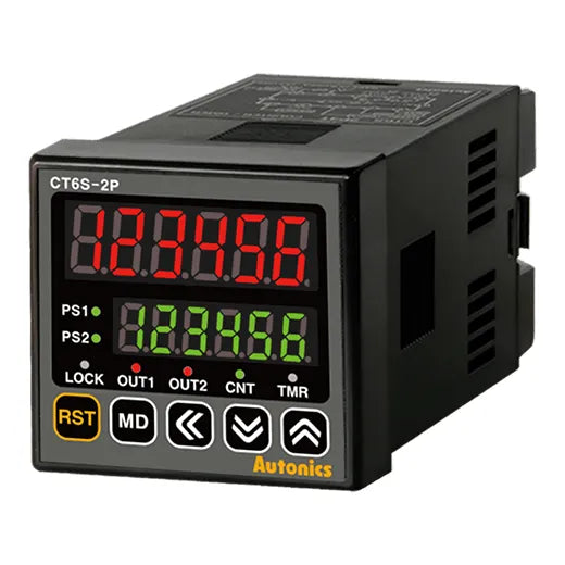 CT6S-2P4 Contador/Timer LED 6dígitos 48WX48H 2NA + NPN 100-240VCA