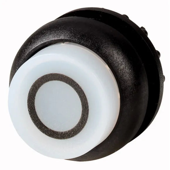 M22S-DRLH-W-X0 Botón pulsador ilumin Saliente B/negro 22mm Mantenido -0- Blanco