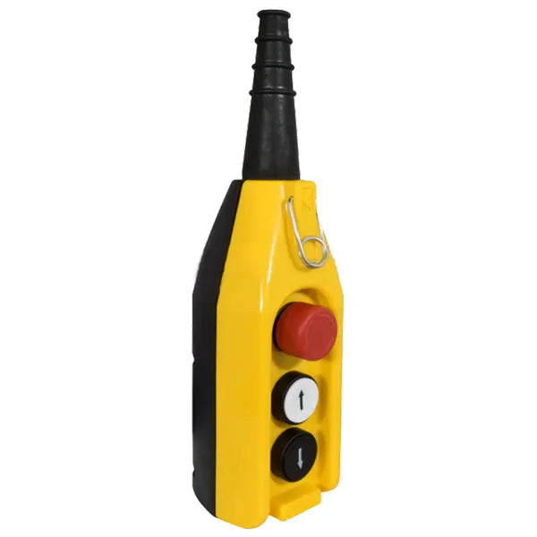Estación de mando aérea 1 blanco + 1negro + 1emergencia 4A 230VCA Amarillo/Negro