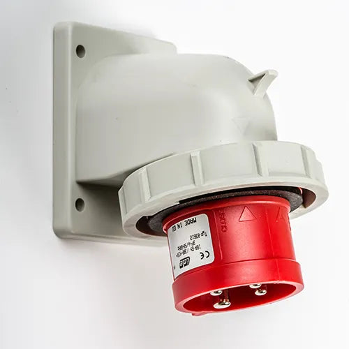 Clavija empotrar acodada 16A 3P+T 400VCA 6h Rojo IP67