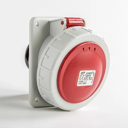 Base empotrar inclinada 16A 3P+N+T 220/400VCA 6h Rojo IP66-IP67