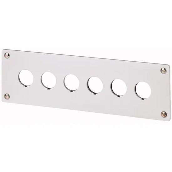 M22-E6 Placa empotrable de aluminio 6 orificio 237HX72Wmm color Gris