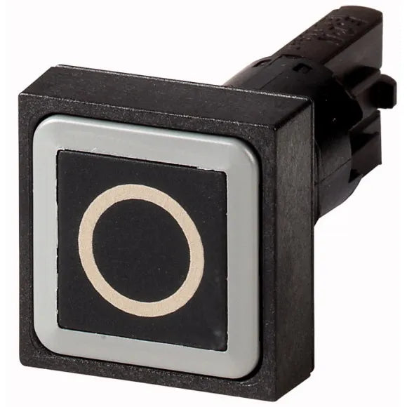Q25D-19 RMQ16 Botón cuadrado 25X25mm Plano B/negro 16mm Momentáneo -0- Negro