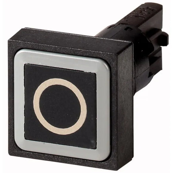 Q25D-19 RMQ16 Botón cuadrado 25X25mm Plano B/negro 16mm Momentáneo -0- Negro