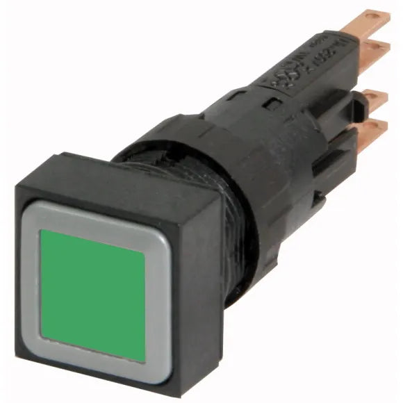 Q18LTR-GN/WB Botón cuadrado 18X18mm iluminado C/foco 16mm Mantenido Verde