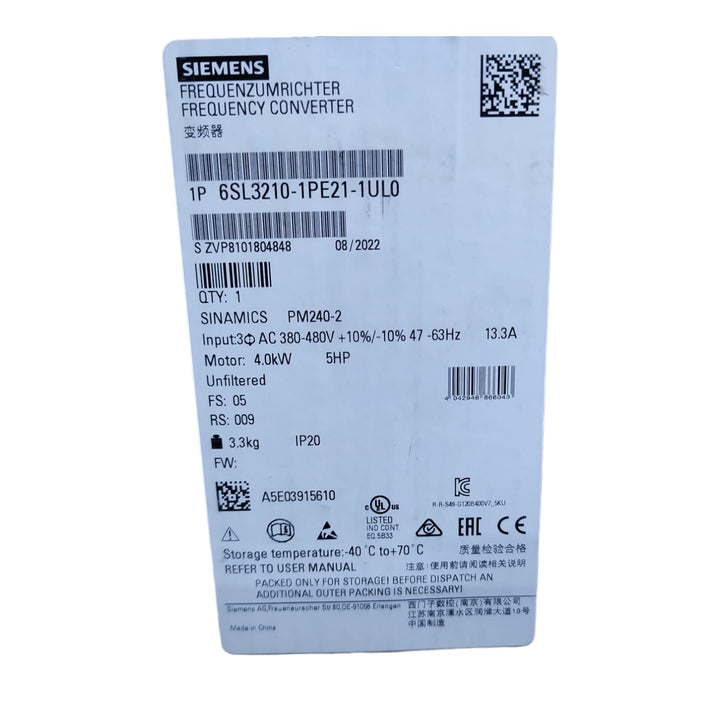 Siemens 6SL3210-1PE21-1UL0 Sinamics módulo de potencia