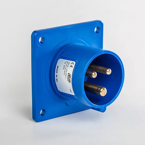 Clavija empotrar recta 32A 2P+T 230VCA 6h Azul IP44
